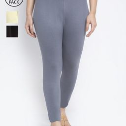 GRACIT Women Pack Of 3 Solid Ankle-Length Leggings-image-73