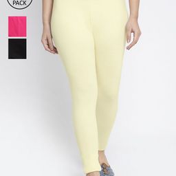 GRACIT Women Pack Of 3 Solid Ankle-Length Leggings-image-67