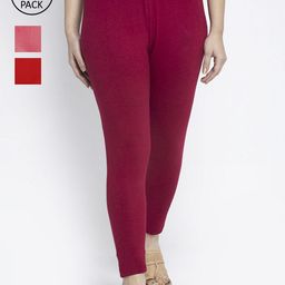 GRACIT Women Pack Of 3 Solid Ankle-Length Leggings-image-77