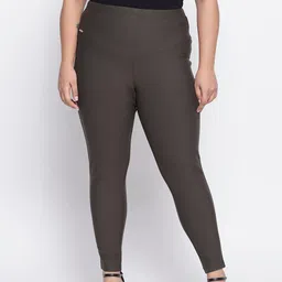 Amydus Women Olive Green Essential Tummy Shaper Plus Size Jeggings-picture-10
