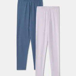 R&B Girls Pack Of 2 Cotton Mid-Rise Ankle-Length Leggings-picture-6