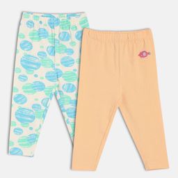 MINI KLUB Infant Girls Pack Of 2 Printed Ankle Length Leggings-image-56