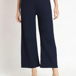BAESD Women Flared Mid-Rise Plain Cotton Trousers-picture-14