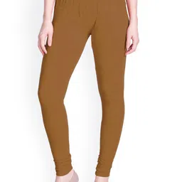 LYRA Women Tan Brown Solid Churidar Leggings-picture-1