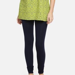 TWIN BIRDS Navy Blue Churidar Length Leggings-image-17
