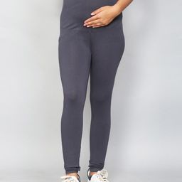 SillyBoom Women Dark Grey Solid Churidar Length Maternity Leggings-image-78