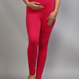 SillyBoom Women Pink Solid Ankle-Length Maternity Leggings-27
