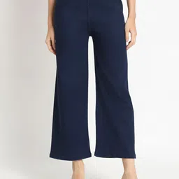 BAESD Women Flared Mid-Rise Plain Cotton Trousers-picture-57