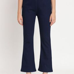 BAESD Women Flared Mid-Rise Plain Cotton Trousers-picture-55