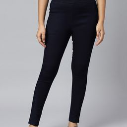 elleven Women Blue Solid Slim-Fiit Ankle Length Denim Jeggings-image-64
