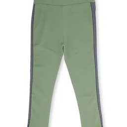 earth conscious Girls Green Solid Tapered Woven Jeggings-image-33