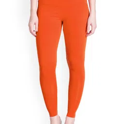 LYRA Women Orange Solid Ankle-Length Leggings-13