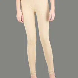 SPIFFY Women Beige Solid Ankle-Length Leggings-image-54