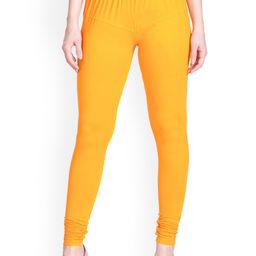 LYRA Women Yellow Solid Churidar-Length Leggings-image-42