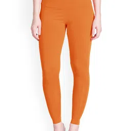 LYRA Women Orange Solid Ankle-Length Leggings-image-98