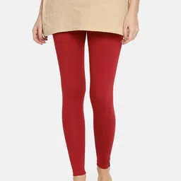 TWIN BIRDS Women Red Solid Ankle-Length Leggings-52