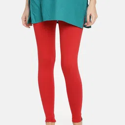 TWIN BIRDS Women Red Solid Ankle-Length Leggings-43