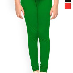 FRENCH KLEIDER Pack Of 3 Mid-Rise Churidar Length Leggings-image-94