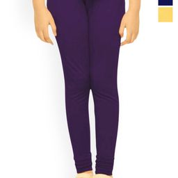FRENCH KLEIDER Pack Of 3 Mid-Rise Churidar Length Leggings-image-32