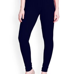 LYRA Women Navy Blue Solid Churidar Length Leggings-18