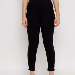 Clora Creation Women Black Solid Cotton Ankle-Length Leggings-image-21