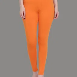 SPIFFY Women Orange Solid Ankle Length Leggings-image-56