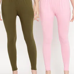 TAG 7 Women Pack of 2  Solid Comfort Fit Ankle Length  Leggings 98% Cotton-image-67