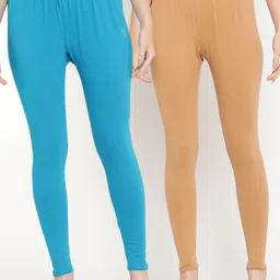 TAG 7 Women Pack of 2  Solid Comfort Fit Ankle Length Cotton Leggings-image-90