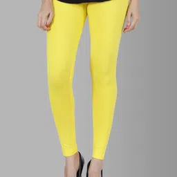Feather Soft Elite Women Yellow Solid Cotton Ankle Length Leggings-image-60
