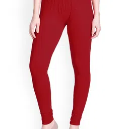LYRA Women Red Solid Churidar Length Leggings-picture-19