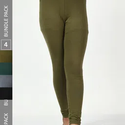 BAESD Girls Pack Of 4 Super Soft Churidar-Length Leggings-image-76