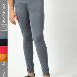 BAESD Girls Pack Of 4 Super Soft Churidar-Length Leggings-image-69