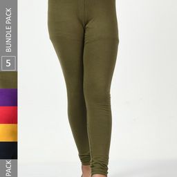 BAESD Girls Pack Of 5 Mid-Rise Churidar-Length Leggings-image-96