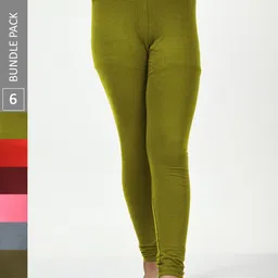 BAESD Girls Pack Of 6 Super Soft Churidar Length Leggings-image-80