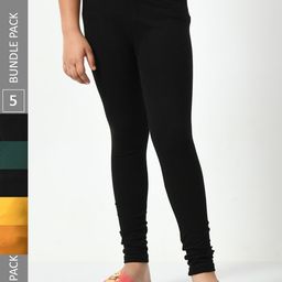 BAESD Girls Pack Of 5 Super Soft Churidar Length Leggings-image-71