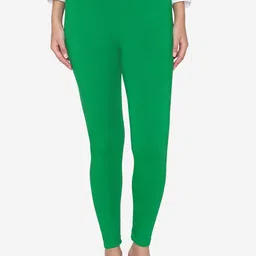 Vami Women Green Solid Ankle-Length Stretchable Leggings-image-69
