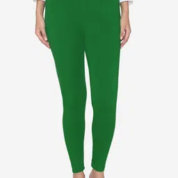 Vami Women Green Solid Ankle-Length Stretchable Leggings-image-67