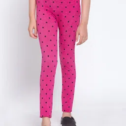 KLOTTHE Girls Pink & Black Printed Slim-Fit Jeggings-image-123