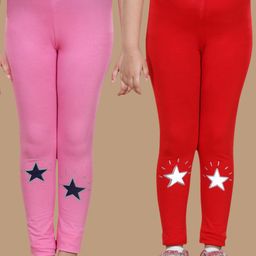 StyleStone Girls Pack Of 2 Solid Cotton Ankle-Length Leggings-image-22