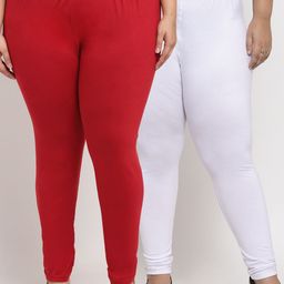 TAG 7 PLUS Women Pack Of 2 Solid Plus Size Leggings-image-58