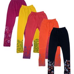 IndiWeaves Girls Pack Of 5 Printed Leggings-picture-3
