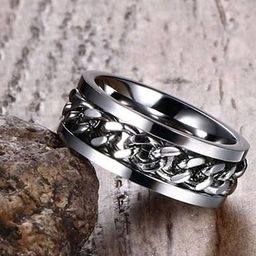 MEENAZ Men Silver-Plated Chain Designed Stainless Steel Finger Ring-image-70