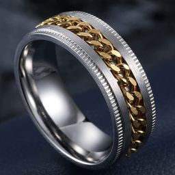 MEENAZ Men Silver-Plated Stainless Steel Chain Linked Finger Ring-image-83