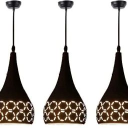 (PACK OF 3) Hanging Light Ceiling Pendant Lamp 2Cut Black Hanging Lights (Pendant Lights) Lamp Shade-21