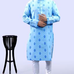 Men Cotton Blend Kurta Pyjama Set-image-98