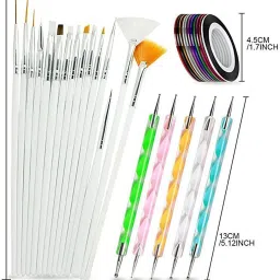 3D Nail Art Kit,15 Nail Brushes, 5 Dotting Pen,10 Adhesive Striping Tape-image-43