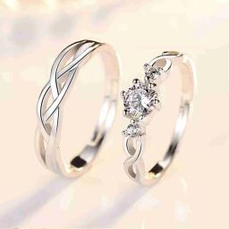 Adjustable Couple Rings for lovers valentine gift Sterling Silver, Stainless Steel Cubic Zirconia Platinum, Sterling Silver Plated Ring-image-61