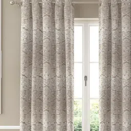 Brown Traditional Poly Cotton 7 Ft Semisheer Eyelet Door Curtains (Set of 2) by GM Fabrics-picture-14