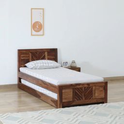 woodsworth from pepperfry Tourconing Sheesham Wood Single Bed In Rustic Teak Finish With Trundle-picture-18
