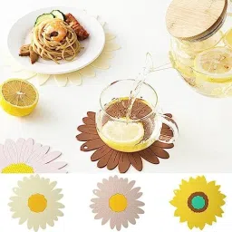 besillia Coasters Set - Non-Slip Coasters Made of Silicone Washable & Reusable Coaster for Kitchen, Dining Table, Office, In 2 Size,Brown Trivet image 5